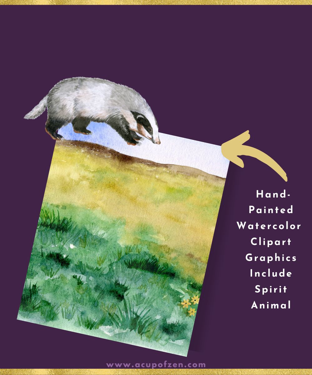 Badger Spirit Animal Watercolor Clip Art